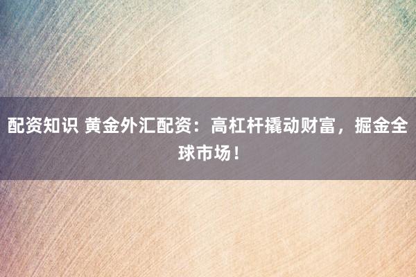 配资知识 黄金外汇配资：高杠杆撬动财富，掘金全球市场！