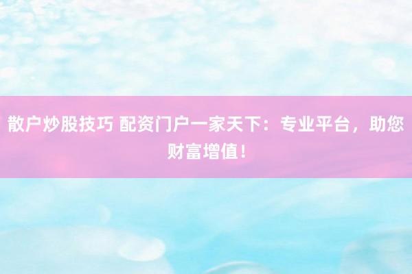 散户炒股技巧 配资门户一家天下：专业平台，助您财富增值！