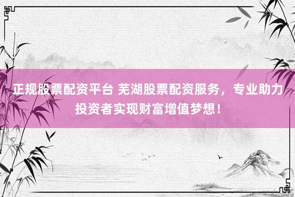 正规股票配资平台 芜湖股票配资服务，专业助力投资者实现财富增值梦想！
