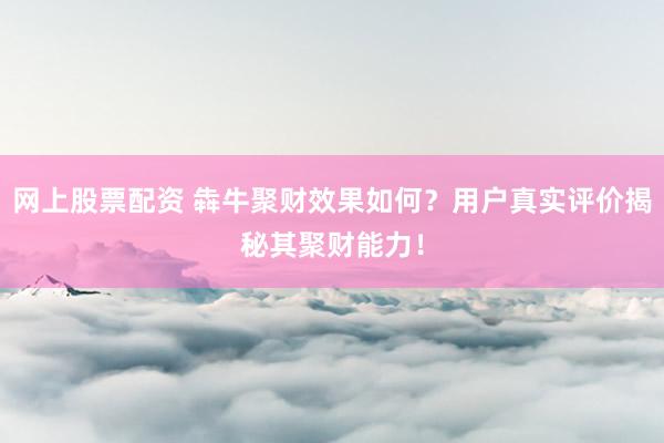 网上股票配资 犇牛聚财效果如何？用户真实评价揭秘其聚财能力！