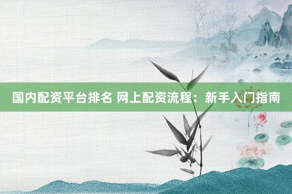 国内配资平台排名 网上配资流程：新手入门指南