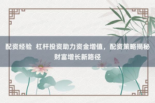 配资经验  杠杆投资助力资金增值，配资策略揭秘财富增长新路径