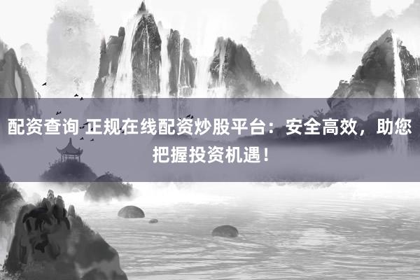 配资查询 正规在线配资炒股平台：安全高效，助您把握投资机遇！